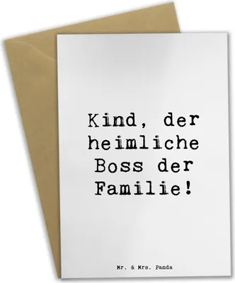 Produktbild von Mr. & Mrs. Panda Grußkarte Spruch Kind Heimliche Führungskraft - Weiß - Geschenk, persönliche Erinnerungen, kommunionskarte, Kreativität, Beileidskarte, Alltagsleben