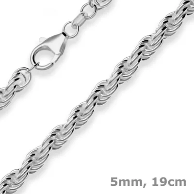 5mm-Armband-Kordelkette-massiv-aus-925-Silber-rhodiniert-19cm