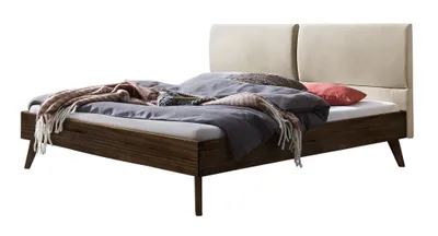 Produktbild von HASENA Massivholzbett Matteo Nussbaum Kopfteil beige 180x200