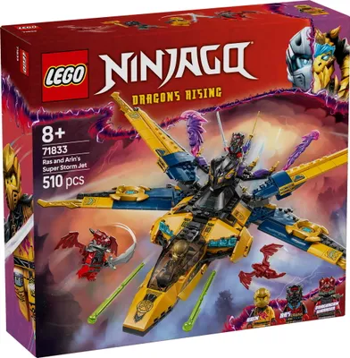 Productafbeelding van LEGO NINJAGO Ras en Arins Superstormvliegtuig - Speelgoed met drone, schietkanonnen, zwaarden en motoren - Inclusief 3 minifiguren voor ninja-rollenspellen - Bouwset voor jongens en meisjes vanaf 8 jaar, 71833