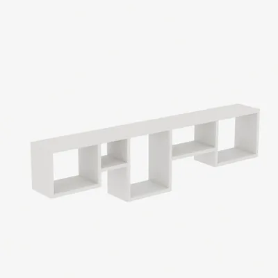 Image de Étagère murale Rangement mural Bois MDF mélaminé Blanc L 120 cm Scandinave