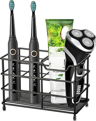 Produktbild von Zahnbürstenhalter, 5 Löcher Badezimmer Aufbewahrungsrega,Zahnpastahalter mit rostfrei, wasserdicht,stanzfrei, rutschfest,Schwarz