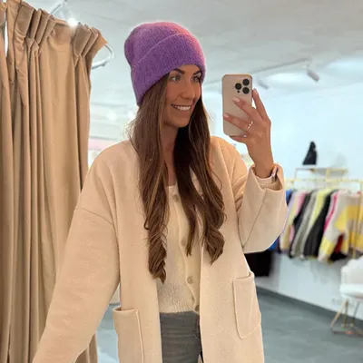 Produktbild von Mütze Mohairmix "Valerie" Lila, Damen Mützen, für Frauen Winter Mütze, Mohair mix Mütze, Weibliche Beanie, Wintermütze, extrem kuschlige frau Mütze