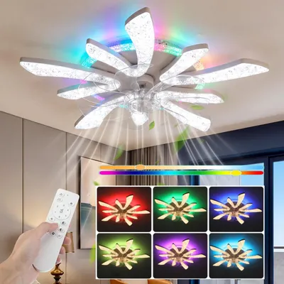 Produktbild von Deckenleuchte, Leise Deckenventilator mit Beleuchtung, RGB-Hintergrundbeleuchtung, Luftzirkulation Beleuchtung, für Wohnzimmer Schlafzimmer, 60×14cm