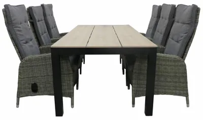 Produktbild von 7-teiliges Gartenset | 6 verstellbare Gartenstühle Palermo | Limasol Gartentisch | 225 cm