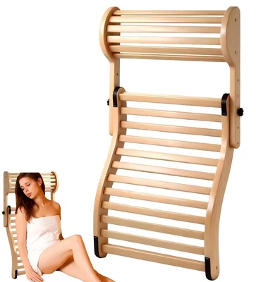 Produktbild von Sauna Rückenlehne aus Bambus mit Kopfstütze, ergonomisch & rutschfest, hitzebeständig, komfortable Rückenstütze für Sauna & Wellness