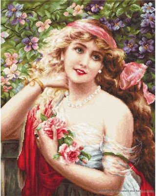 Productafbeelding van Luca-S kruisstikset "Meisje met rozen", telpatroon, 28x35,5 cm