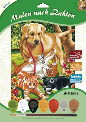 Produktbild von MAMMUT Malen nach Zahlen Motiv 3 Katzen und Hund 105026