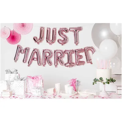 Obrázok produktu pre Súprava fóliových balónov Just Married ružová