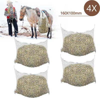 Produktbild von Jopassy 4x Heunetz 160x90cm Heusack Netz Heutasche, Engmaschig 3x3 cm, Fütterung verbesserte Verdauung Heusack für Pferde Ziegen, Futternetz Füllmenge ca. 9Kg