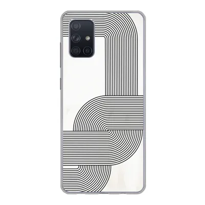 Produktbild von MuchoWow® Handyhülle Schutzhülle Hülle für Samsung Galaxy A51 Kunst - Schwarz - Weiß - Linie Silikon Softcase Handy Hülle - Schutzabdeckung