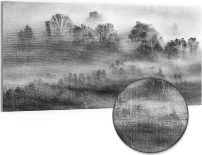 Produktbild von DEQORI Hybrid Leinwand Bild 100x50 cm 'Nebelgeflüster' Wandbild Glas flach modern