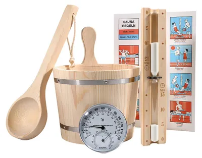Produktbild von HOME DELUXE Saunazubehör aus Holz SAVA - Natur | Hochwertiges Zubehör für Sauna & Wellness