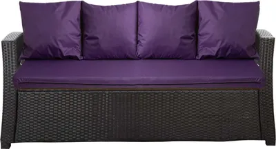 Zdjęcie produktu dla Poduszka na sofę ogrodową fioletowa, siedzisko 170x60x7 + oparcie 4szt 56x50| zestaw poduszkek zewnętrznych| zestaw na sofę rattanową 4-osobowy