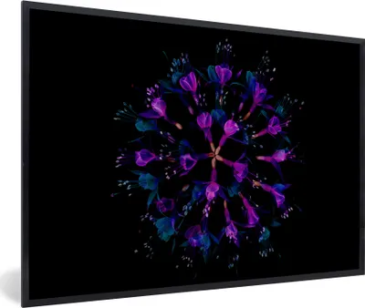 Produktbild von MuchoWow® MuchoWow® Gerahmtes Poster Blume - Lila - Blau - Makro - Schwarz 30x20 cm - Poster mit zchwarzem Bilderrahmen - Kunstdruck - Bild-Poster