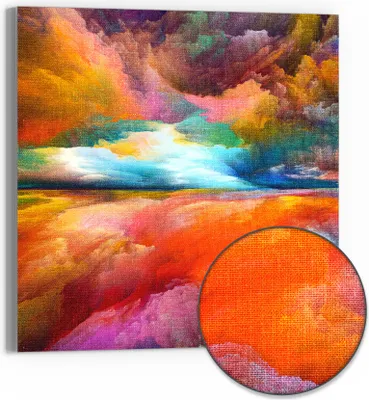 Produktbild von DEQORI Hybrid Leinwand Bild 30x30 cm 'Gespiegelte Farbwolken ' Wandbild Glas flach modern