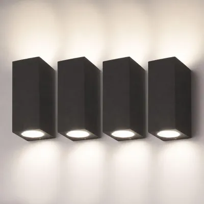 Image de HOFTRONIC - Appliques murales LED 4W GU10 4000K IP44 Noir lot de 4
