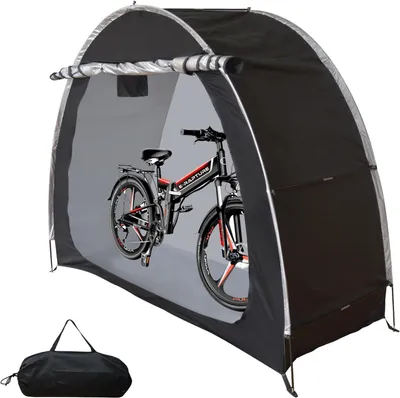 Obrázok produktu pre Stojisko na bicykle – vonkajšia búda – skladovací priestor – vodeodolné, UV odolné – 200 cm – čierna farba