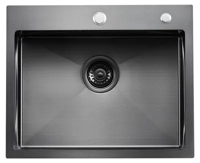 Immagine prodotto di Lavello da cucina da 55 cm, a incasso, a vasca singola, in acciaio inossidabile nero