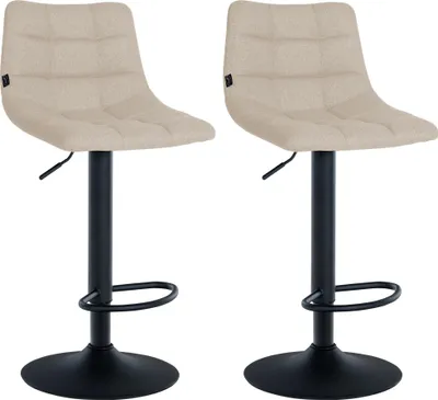 Produktbild von CLP 2er Set Barhocker Jerry Stoff höhenverstellbar und 360 drehbar creme Gestell Farbe schwarz