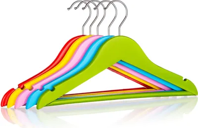 Obrázek produktu pro Dřevěný dětský věšák COLOR (5 kusů) Barevný