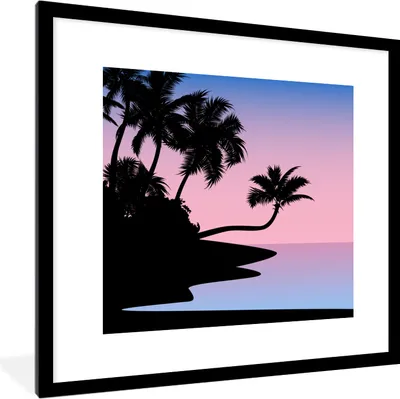 Produktbild von MuchoWow® MuchoWow® Gerahmtes Poster Palme - Strand - Schatten 40x40 cm - Poster mit zchwarzem Bilderrahmen - Poster - Plakat im Rahmen