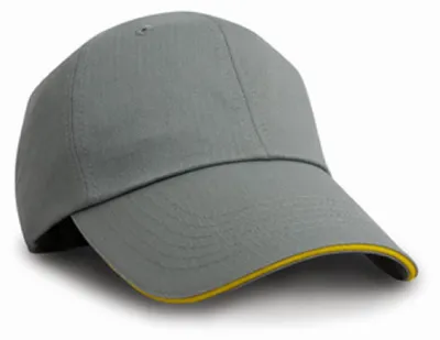 Produktbild von Result Headwear RC038X | Herringbone Cap with Sandwich Peak / Kappe / Mütze / Hut - Farbe: Grey/Yellow - Größe: One Size