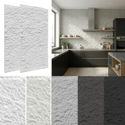 Obrázek produktu pro YRHome StrukturovanéPolyuretannástěnné panely s kamenným vzhledem, tloušťka 3 cm, 3 kusy, čistě bílá barva, snadná montáž do interiérů, model A