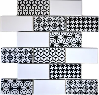 Produktbild von Mosaikfliese grau weiss schwarz Subway Fliesenspiegel Küche glänzend MOS26M-0103