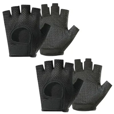 Produktbild von Trainingshandschuhe 2 Paar Damen Herren Atmungsaktiv Fitness Gym Sporthandschuhe Krafttraining Radfahren Bodybuilding Gewichtheben Schwarz Größe S