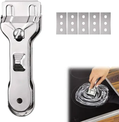 Produktbild von Glas- und Keramikschaber, 5 Edelstahl-Ersatzklingen, für hartnäckige Verschmutzungen