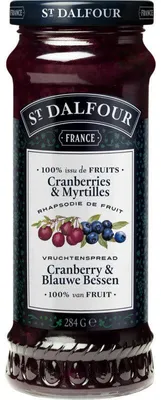 Image de St. Dalfour Vruchtenspread Cranberry & Blauwe Bes 284g – sans sucre, végétalien, sans gluten
