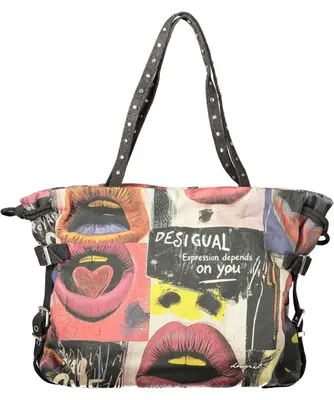 Produktbild von Desigual Damentasche Schwarz mit Aufdruck und verstellbarem Schultergurt