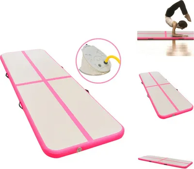Produktbild von vidaXL Aufblasbare Gymnastikmatte mit Pumpe 400x100x10 cm PVC Rosa -  Yoga- & Pilatesmatten