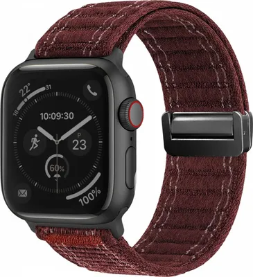 Produktbild von Smartwatch Armband für Apple Watch Series 5 44mm Nylon Textil Band Ersatzband Wechselband Magnetverschluss flexibel atmungsaktiv Rot Weinrot