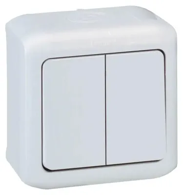 Produktbild von Legrand, Feuchtraum Aufputz Doppel-Wechselschalter Spritzwassergeschützt (IP44), zur Montage auf der Wand, 782381