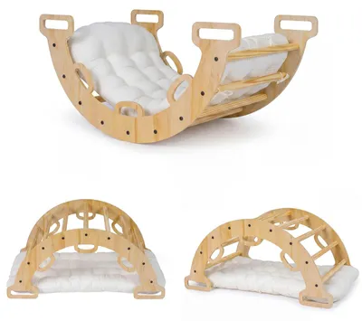 Immagine prodotto di FANTASK, struttura in legno 3-in-1 per arrampicata, con cuscini, triangolo da interno per arrampicata e dondolamento