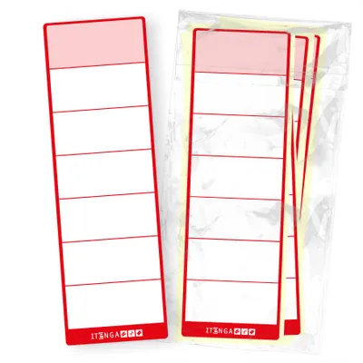 Produktbild von itenga 50x Ordnerschild ROT Aufkleber aus Haftpapier 6,0 x 19,0 cm