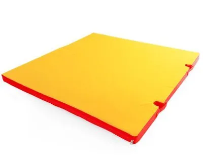 Productafbeelding van Gamma 100x100x8 cm gymnastiekmat met uitsparingen voor evenwichtsstranden, rood-geel
