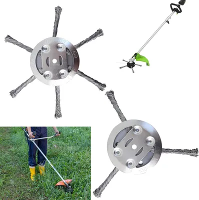 Produktbild von 2 Stück Stahldraht Rasentrimmer, Unkrautbürste Für Rasentrimmer, Freischneider Zubehör, Unkrautbürste für Akku Rasentrimmer für Garten-Rasentrimmerkopf-Rasenmäher-Elektrowerkzeug (3 Kopf+6 Kopf)