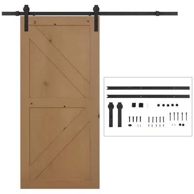Productafbeelding van Schuifdeurrailsysteem, tot 90 kg, koolstofstaal, 200 cm, zwart, inclusief gereedschap