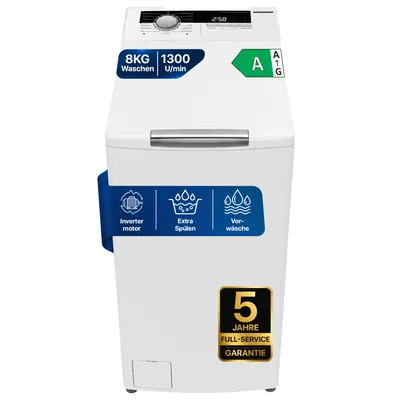 Produktbild von Heinner HWM-TL8013IV, Toplader, 8 kg, B, 78 dB, 1300 RPM, A