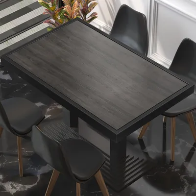 Produktbild von BRASIL | Gastro Tischplatte | B:T 110 x 60 cm | Wenge | Schwarzer Metall Rand | Rechteckig | Gastro Tischplatte
