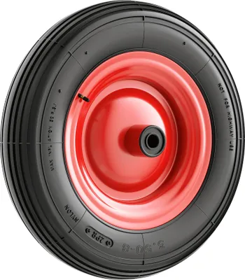 Image de Wiltec Roue complète 4.00-8 pour Diable – 400 x 400 x 100 mm – Avec Chambre à air et Jante – Valve droite – capacité de charge max. 160 kg – pour Roue Brouette Chariot