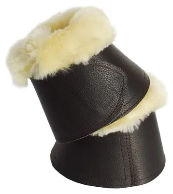 Lederne Schaffell-Überwurfstiefel für Pferde, S, Braun/Natur