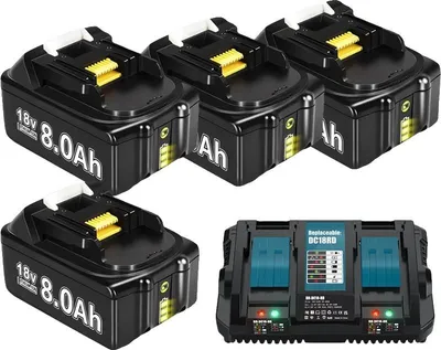 Zdjęcie produktu dla Wymienny akumulator o pojemności 8000 mAh, kompatybilny z 18 V, ładowarka 4X8.0Ah1X6A