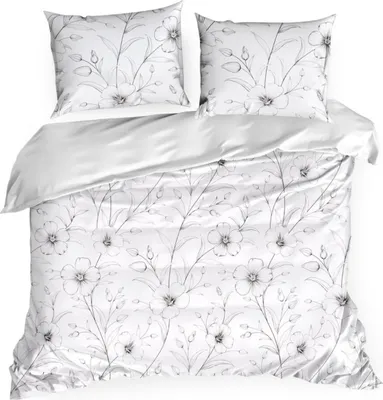 Image de EUROFIRANY | Parure de lit - Garniture de lit - en coton - 220 x 200 cm - Linge de lit - blanc noir - à fleurs