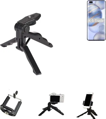 Produktbild von K-S-Trade Stativ Tisch-Ständer Dreibein Handy-Stativ Ständer kompatibel mit Huawei Honor 30 Pro+ Mini-Stativ Smartphone Tripod Handy-Stativ aus