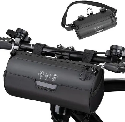 Immagine prodotto di Borsa da manubrio per bici da corsa - 2 l - Impermeabile - Riflettente - Con tracolla rimovibile - Per bici da corsa - MTB - E-bike - Escursioni in bicicletta all'aperto - Nero