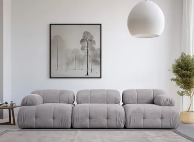 Produktbild von Hanah Home, Petite 3 - Light Grey, 3-Sitzer-Sofa, BUCHENHOLZ / SPANPLATTEN, Hellgrau, 190 x 95 x 75 cm